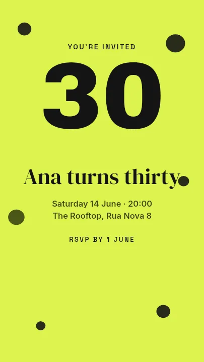 Facebook Story template: Birthday Invite