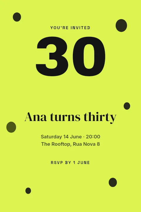 Pinterest Pin template: Birthday Invite